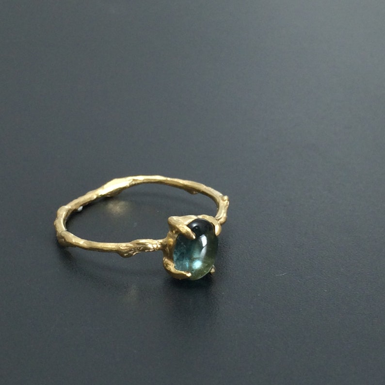 Tourmaline twig ring Nature inspired jewelry