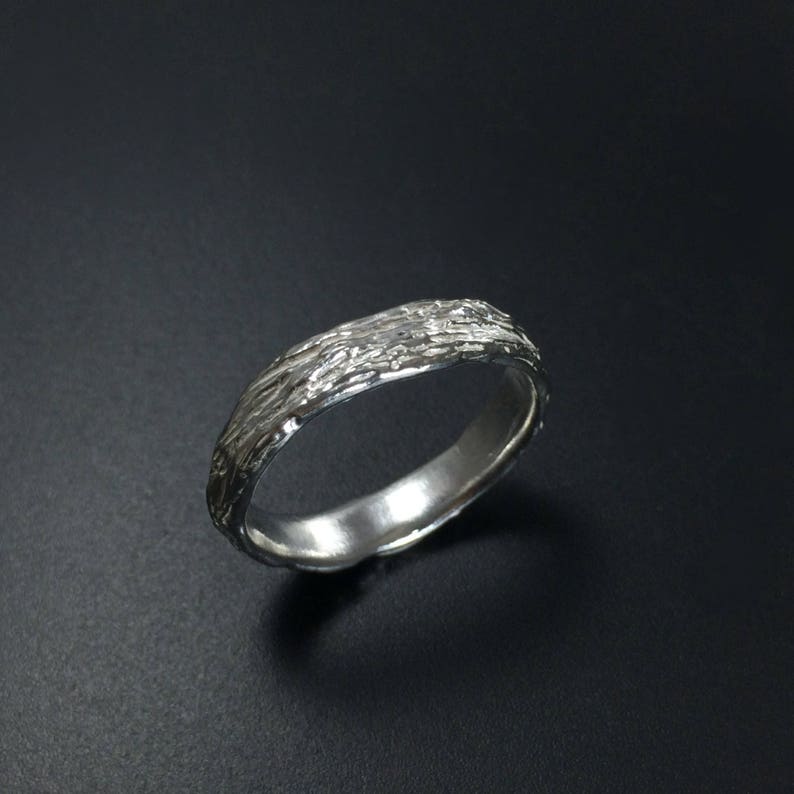 Rustic wedding band Silver twig ring Nature inspired