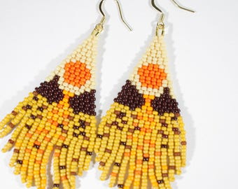 Bruin-gele kralenoorbellen sierlijke boho zomersieraden Voor haar Cadeau