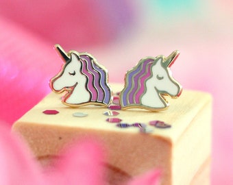 Unicorn earrings - 22K gold - unicorn jewelry - kawaii jewelry - kawaii earrings - stud earrings - easter basket stuffers