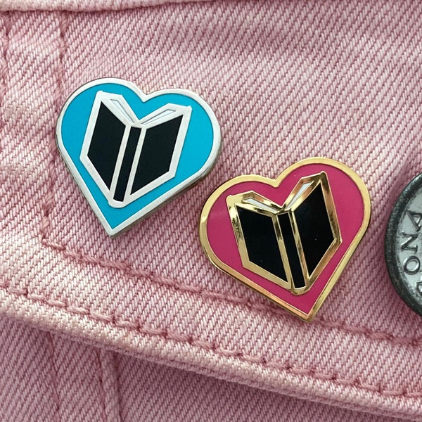 Book Lover enamel pin - Gift for Book Lover - Book Jewelry - book Lapel pin - literary gift - reading pin - book lover pin - book heart