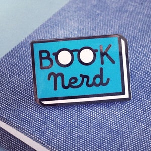 Book Nerd enamel pin Book enamel pin Reading Pin lapel pin bookish pin book pin literary pin Blue