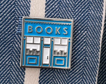 Book Shop enamel pin - books pin - gift for book lovers - literary jewelry - bookstore pin - book store pin - reading pin - bookshop pin