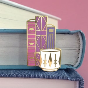 Geometric Books and Mug Enamel Pin - bookish gift - book lovers gift - reader gifts - book pin - bookish tea - literary pin - bookish pin