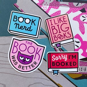 Bookish slogans vinyl sticker set - stickers for book lovers - I like big books sticker