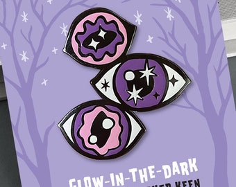 Creepy Eyes Glow-in-the-Dark enamel pin - Halloween pin - Horror gifts