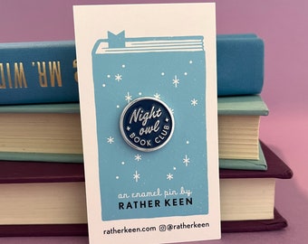 Night Owl Book Club enamel pin - gift for readers - literary gift - bookish pin - book button - bookworm for her