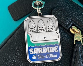 Sardine bag charm - tinned fish keychain - a gift for foodies and food lovers