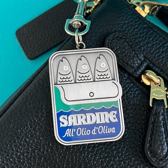 Sardine bag charm - tinned fish keychain - a gift for foodies and food lovers