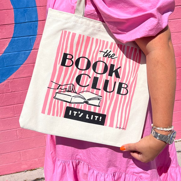 The Book Club: It's Lit! screen printed tote bag - bookish gift - gift for book lovers - book bag - bookish tote - rather keen tote