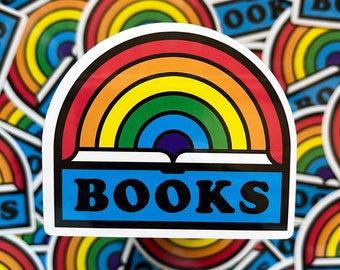 Vinilo adhesivo de Rainbow Books: arcoíris de lectura