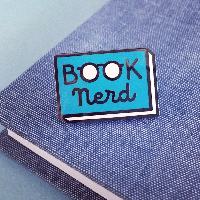 Book Nerd enamel pin Book enamel pin Reading Pin lapel pin bookish pin book pin literary pin Blue
