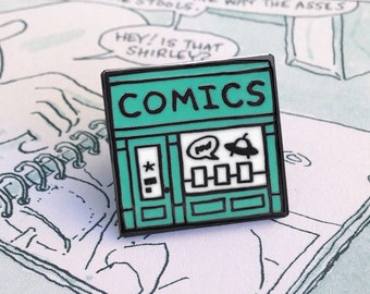 Comic Shop enamel pin - easter basket stuffer