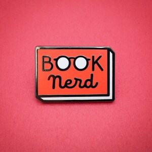 Book Nerd enamel pin Book enamel pin Reading Pin lapel pin bookish pin book pin literary pin Red