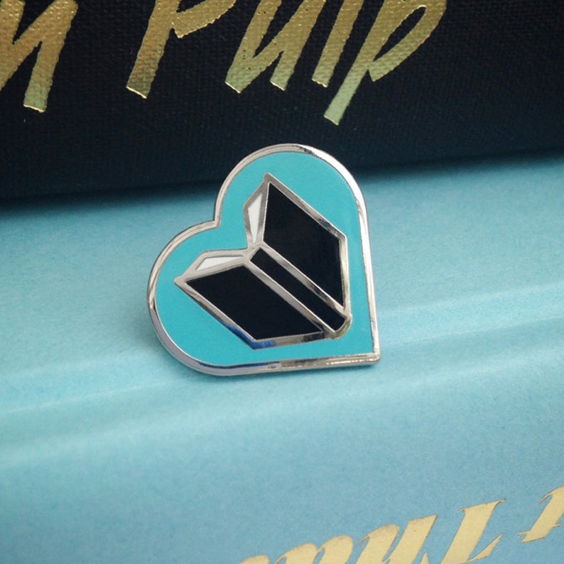 Book Lover enamel pin  Gift for Book Lover  Book Jewelry  blue/silver