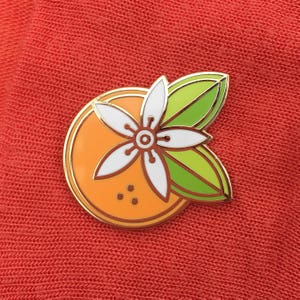 Orange Enamel Pin - food jewelry - food earrings - fruit jewelry - retro jewelry - fruit earrings - California Florida earrings