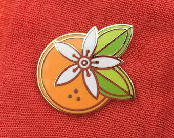 Orange Enamel Pin - food jewelry - food earrings - fruit jewelry - retro jewelry - fruit earrings - California Florida earrings