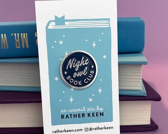 Night Owl Book Club enamel pin - gift for readers - literary gift - bookish pin - book button - bookworm for her