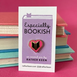 Book Lover enamel pin Gift for Book Lover Book Jewelry book Lapel pin literary gift reading pin book lover pin book heart image 2