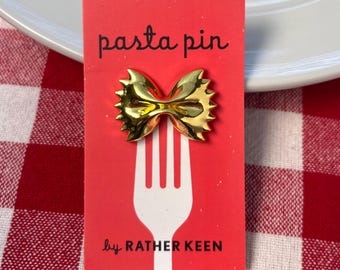 Farfalle pin - Bow Tie Pasta pin - Pasta Jewelry - foodie gift - chef pin - food lover gift