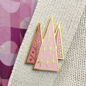 Mid-Century Modern Christmas Trees enamel pin - Christmas brooch - retro Christmas tree