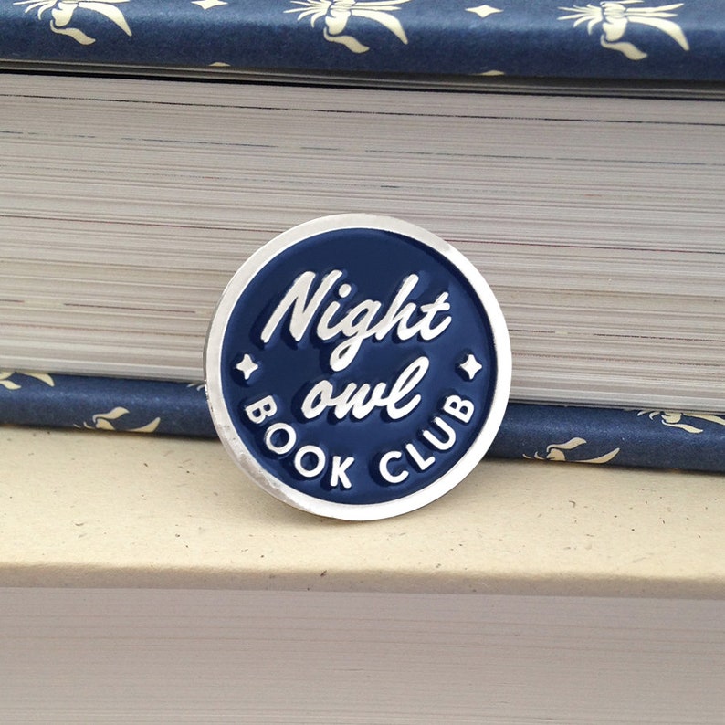 Night Owl Book Club enamel pin - gift for readers - literary gift - bookish pin - book button - bookworm for her 