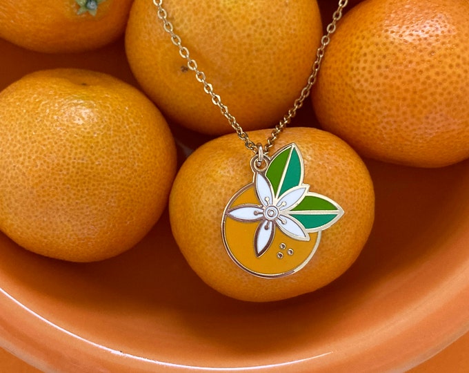 Orange Blossom Pendant Necklace Fruit Necklace Fruit Charm Etsy