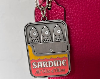 Sardine bag charm - keychain - tinned fish bag charm - Sardines Keychain - foodie gift