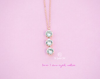 Kristallen 8 mm 3-stenen VERTICALE ketting
