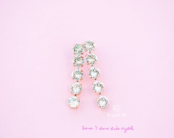 Kristal 5 stenen 8 mm studs - kies de kleur van de setting