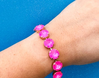 Electric Pink Twinkle 12mm Rivoli Bracelet - choose Setting