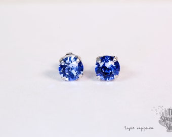 Light Sapphire Stud Earrings - 8mm
