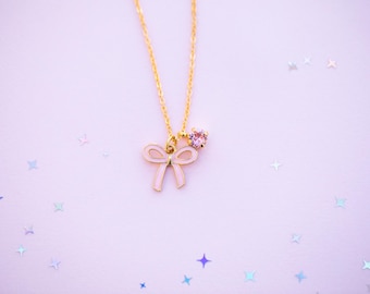 Roze strikketting met lichtroze kristal van 6 mm (GOUDEN) kleur