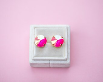 12 mm elektrisch roze AB-rivoli-stekers OF hendelsteunen - kies de kleur van de instelling