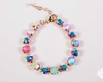 Pastel Rainbow Crystal Swarovski Rose Gold Bracelet- 8mm