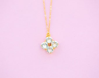 Klavertje 4 stenen 8 mm kristallen ketting - kies de kleur van de setting