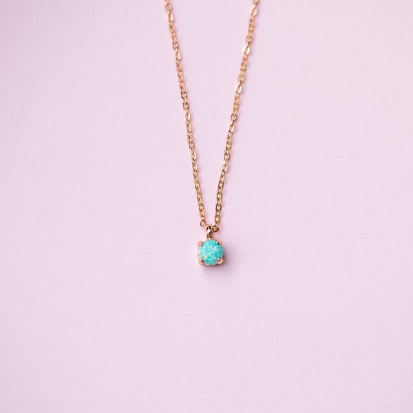 6mm Necklace - Mint Green Opal