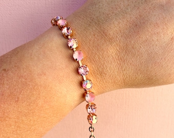 6mm Pink Frost Ombre Bracelet - Choose setting Color