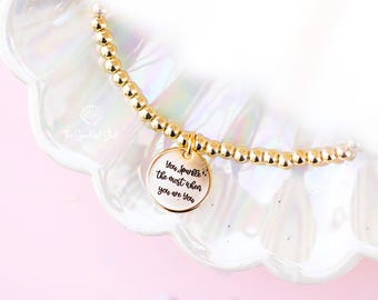 Bedelarmband met kralen: je schittert het meest wanneer je bent (kies de grootte van de kraal) - kies instelling