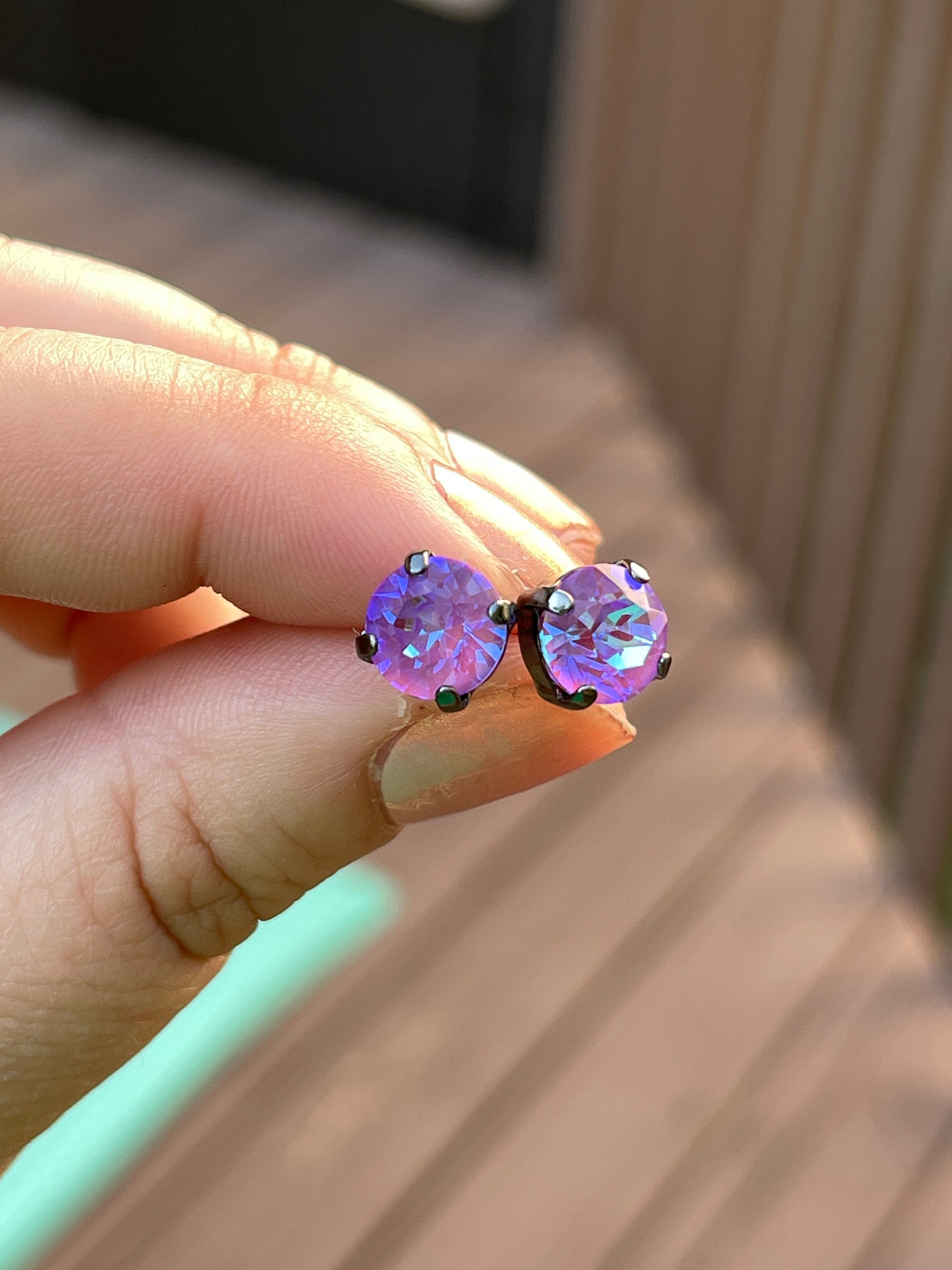 Lilac DeLite 8mm Studs - choose setting color & setting type