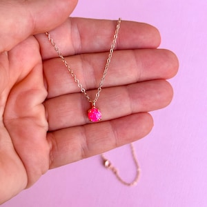 6mm Necklace - Hot Pink Opal
