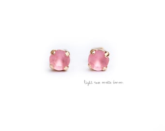 Light Rose Matte Stud Earrings - 6mm