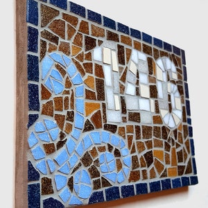 Hausnummer, Neues Zuhause, Mosaik Schild, Individuell, Plakette, Einweihungsgeschenk, Türnummer, Adressschild, Geburtstagsgeschenk, Außen, Veranda, Schild