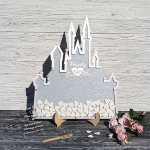 Castle Wedding Guest Book Alternative, Fairy Tale Guestbook, Silver Castle Guestbook, Dusty Blue Drop Box Wedding, Winter Wedding Guest book