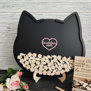 Libro degli ospiti a forma di gatto, libro degli ospiti per compleanni, libro degli ospiti alternativo per baby shower, libro degli ospiti rustico, libro degli ospiti per animali domestici, libro degli ospiti con contenitore a goccia