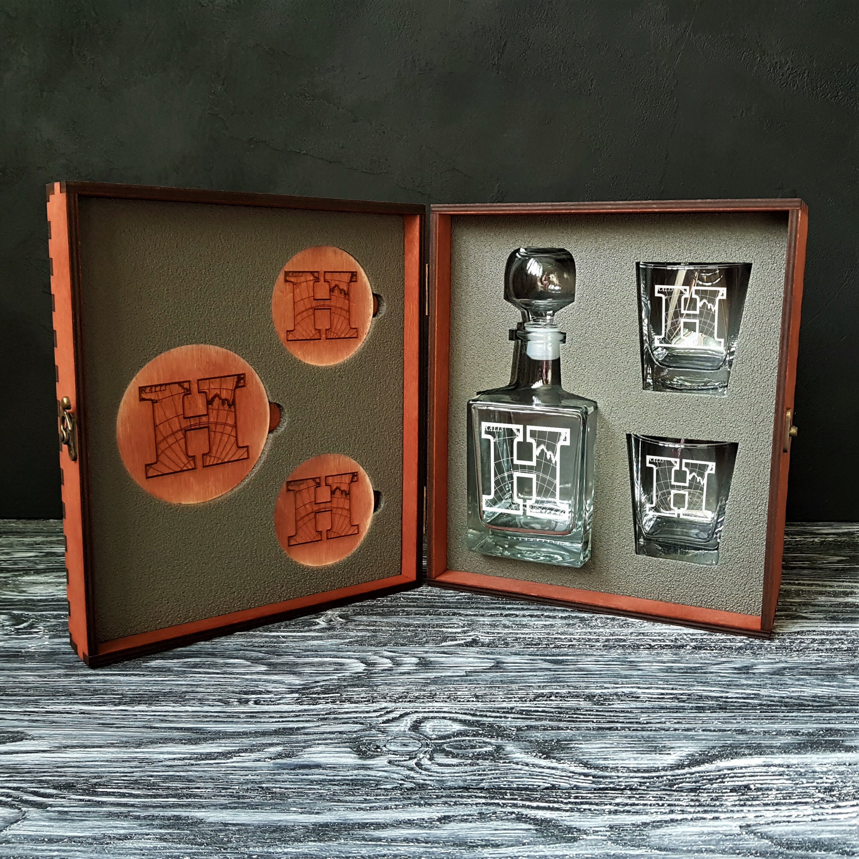 Engraved Whiskey Personalized Decanter Set With Box Engraved Etsy