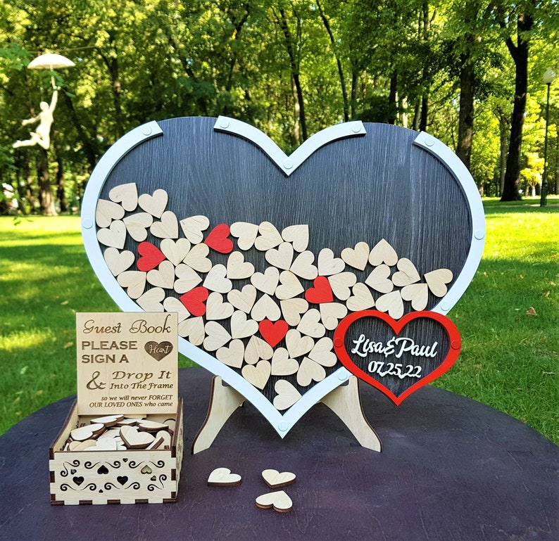 Wedding Guest Book Heart Drop Box Baby Shower Guestbook Etsy