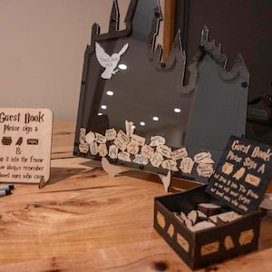 Wedding guest book alternative, drop box guestbook with wooden tokens, personalized wedding guest book, guest book for reception