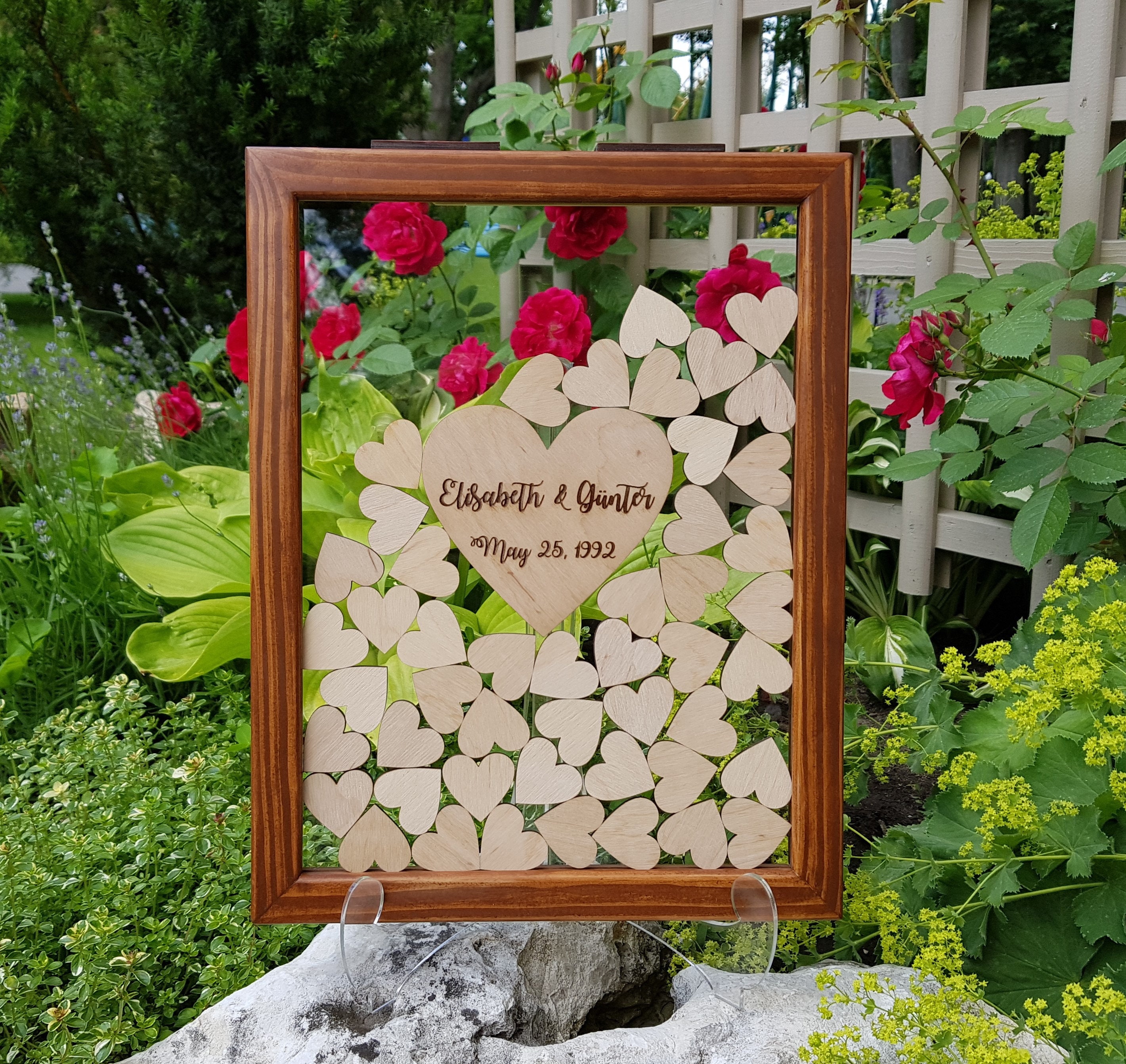 Personalized Wedding Guest Book Wooden Hearts Guest Book Etsy