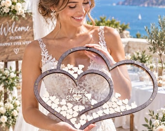 Wedding Double Heart Clear Acrylic Guestbook Alternative Drop Box Reception Sign In Centerpiece Decor